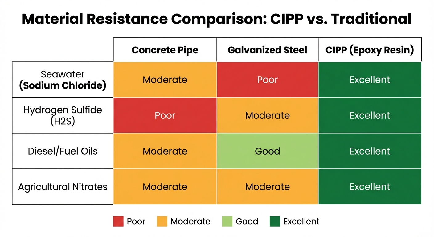 Material Resistance Comparison: CIPP vs. Traditional